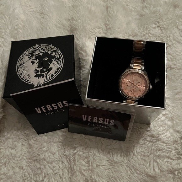 Versus Versace Dual Tone & Swarovski Crystal Bracelet Watch - Picture 3 of 4